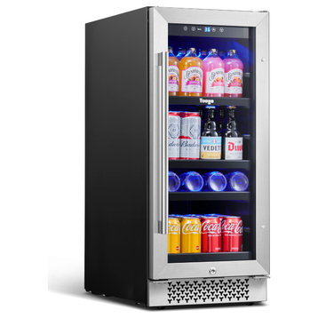 Yeego 15" Beverage Refrigerators Cooler Built- in or Freestanding Mini Fridge