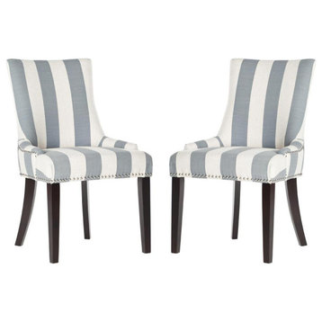 Lester 19''H Awning Stripes Dining Chair - Silver Nail Heads, Mcr4709At-Set2