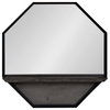 Owing Octagon Wall Shelf Mirror, Gray/Black, 24"x24"