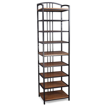 Pemberly Row Modern Craftsman Wood Closet Wall Shelf Unit in Brown