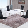 D475DT + D475DC White Gloss Table With Black Vinyl Chairs Five Piece Dining Set