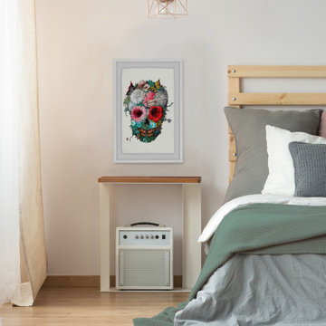 "Vibrant Flower Skull" Framed Painting Print