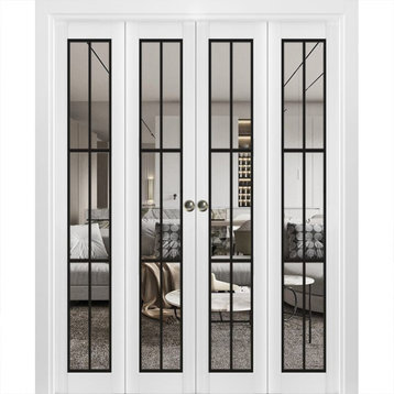 Double Bi-fold Doors | Lucia 2366 White Silk Clear Glass | Sturdy Tracks