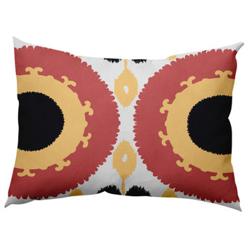 Boho Decorative Lumbar Pillow, Yellow, 14x20"
