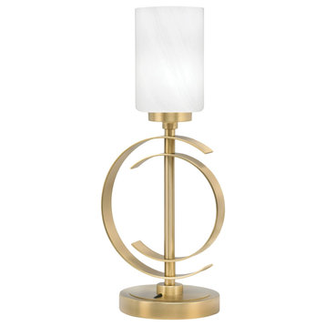 1-Light Table Lamp, New Age Brass Finish, 4" White Marble Glass