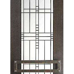 2-1/4" Thick Contemporary Mahogany Door Matte Glass Iron Work - Front Doors