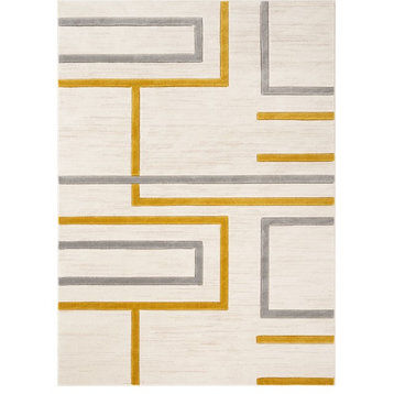 Well Woven Good Vibes Fiona Contemporary Geometric Gold 7'10"x10'6" Area Rug