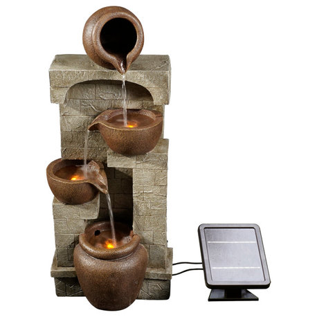 Solar Powered Waterfall Fountain