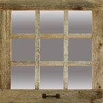 My Barnwood Frames - Farmhouse Mirror, 9 Window Pane Mirror, 9 Pane Short, Barnwood - This Farmhouse style 9 window pane mirror is a great addition to any home, cabin, or farmhouse.  This antique barnwood mirror has 9 window panes, is approximately 23.5 inches wide X 24 Inches tall and _ Inches deep.  The mirror is made from reclaimed wood, and as such each mirror is unique and has its own charm and character.  All of our reclaimed windowpane mirrors are made right here in the USA.  This rustic window pane mirror comes with one rustic pull handle at the bottom of the mirror to give it a unique look and feel.  Hanging hardware included. Size:  23.5 inches wide X 24 Inches tall and _ Inches deep