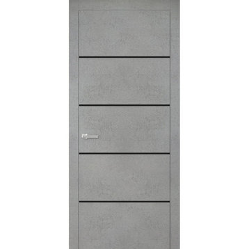 Solid French Door 42 x 80 | Planum 0015 Concrete with| Bathroom