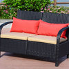 Outdoor Rattan Loveseat Furniture Bistro Wicker Patio Garden Sofa Set, 2-Piece