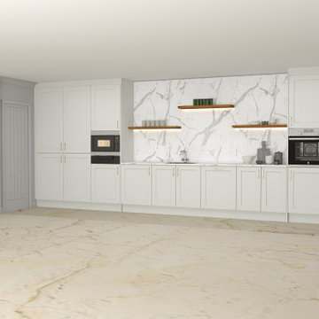 L-shaped Shaker Kitchen in Cool Grey and Natural Dijon Walnut