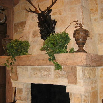 Custom Hand-Hewn Timber Mantel