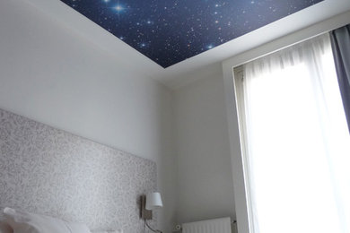 Inspiration for a mid-sized modern guest bedroom remodel in New York