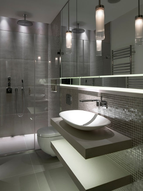 Gray Tile Bathroom | Houzz