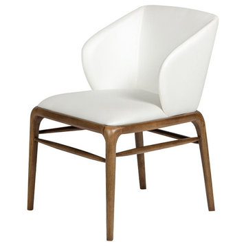 Modrest Kipling Modern Cream and Walnut Dining Chair