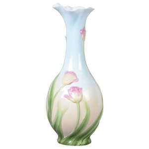 10 10 Qualia Glass Q401402 Bouquet Tulip Vase Clear 