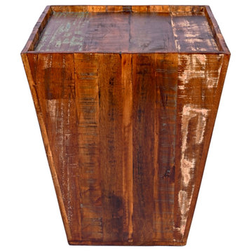 Reclaimed cone shaped 18 inch square top side table / end table