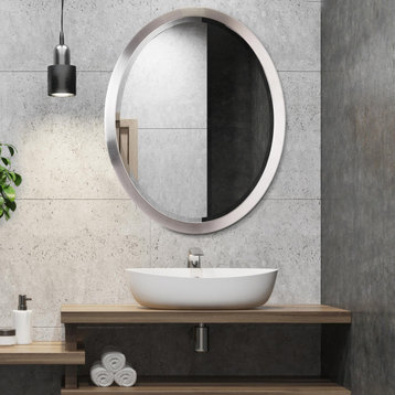Head West Chrome Frame Oval Bathroom Vanity Mirror Interior Accent Decor 23"x29"