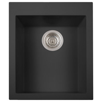 AB1720DI-BLA Black 17" Drop-In Rectangular Granite Composite Kitchen Prep Sink