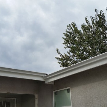 Fascia Covering/Cladding with Reverse Curve Seamless Gutters, Reseda Ca.
