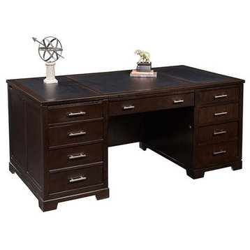 Hekman 79180 CEO 72" Wood Executive Desk With 3-Panel Leather Top, Mocha