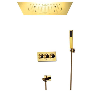 LED Mist Hot and Cold Shower System, Square Hand Shower, Phone Control