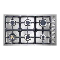 Bertazzoni 36" Professional Series Gas Cooktop, Stainless Steel | DB36600X - Cooktops