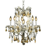 Elegant Lighting - Maria Theresa 6-Light Chandelier, Chrome With Smoky Royal Cut Crystal - A heavenly high point to your home Maria Theresa collection pendant lamps are ablaze with hundreds of resplendent crystals. Copious strands of sparkling clear or Golden-teak crystals dangle from elaborate tiers of glass-coated steel arms in your choice of a wide selection of finish colors. An imperial favorite for the stairwell dining room or living room.&nbsp