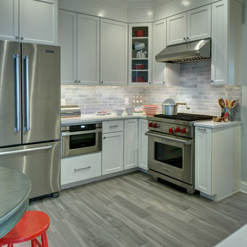 White & Gray Kitchen with Pops of Color