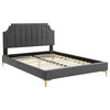 Sienna Performance Velvet Full Platform Bed, Charcoal