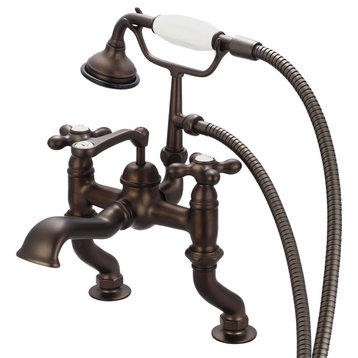 Vintage Classic Deck Mount Tub Faucet With Handshower, Oil Rubbed Bronze Finish