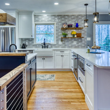 Blue and White Kitchen Design in Forest Hill, MD