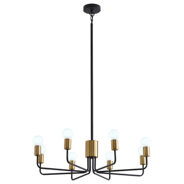 Modern Black and Gold 8-Light Candle Style Chandelier