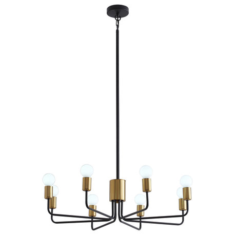 Modern Black and Gold 8-Light Candle Style Chandelier