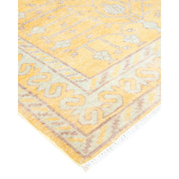 Eclectic, One-of-a-Kind Hand-Knotted Area Rug Yellow, 3'6"x9'0"