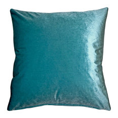 Pillow Decor - Corona Velvet Throw Pillow, Aqua, 19"x19"