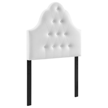 Ergode Sovereign Button Tufted Faux Leather Upholstered Twin Headboard - White
