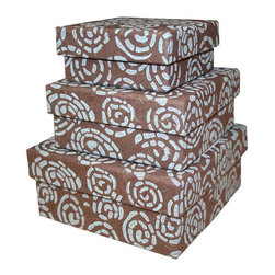 Sustainable Threads (J) - Cocoa Swirl Nesting Boxes, 3-Piece Set - Decorative Boxes
