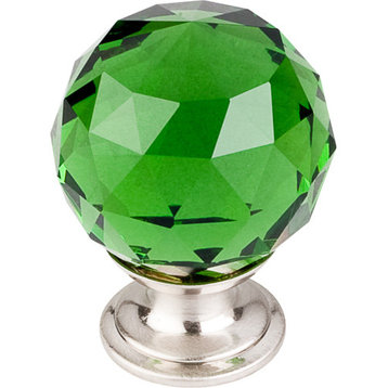 Green Crystal Knob with Brushed Satin Nickel Base (TKTK120BSN)