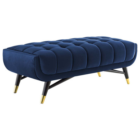 Adept 47.5" Performance Velvet Bench, Midnight Blue