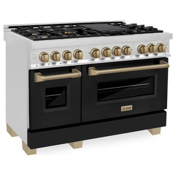 48" Dual Fuel Range, Stainless With Black and Champagne RAZ-BLM-48-CB