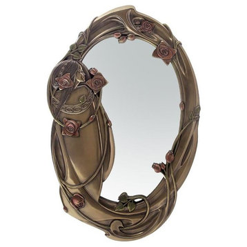 Rose and Lady Mirror, Cold Cast Bronze