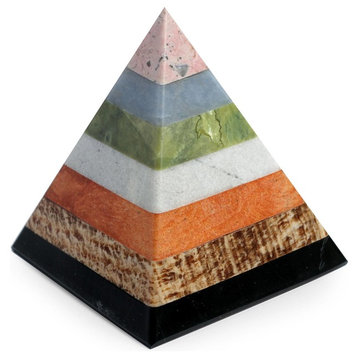 Novica Energy of the Pyramid Onyx and Rhodochrosite Sculpture