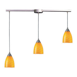 Elk Lighting - Elk Lighting Arco Baleno 3 Light Pendant Satin Nickel and Canary Glass - Pendant Lighting