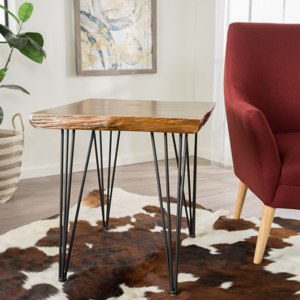 GDF Studio Regent Natural Finish Firwood Faux Live Edge End Table