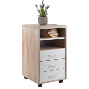 Winsome Kenner 3-Drawer Mobile Wood Storage Cabinet in Reclaimed Wood and White