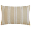 Decorative Beige Linen 12"x14" Lumbar Pillow Cover Lace, Striped - Lace Serenade