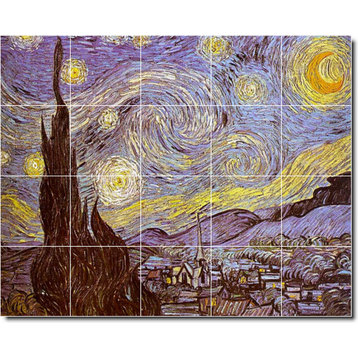Vincent Van Gogh City Painting Ceramic Tile Mural #108, 21.25"x17"