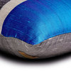 Royal Blue Silk Patchwork 12"x24" Lumbar Pillow Cover - Plush Royal Blue Silk